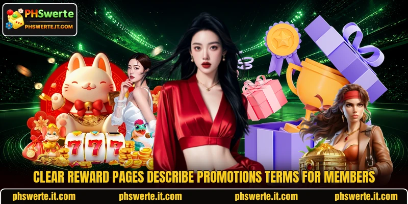 Clear reward pages describe promotions terms for members