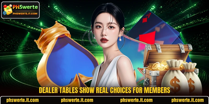 Dealer tables show real choices for members