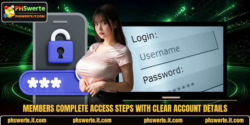Members complete access steps with clear account details Members complete access steps with clear account details