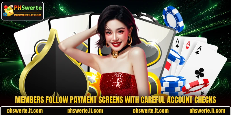 Members follow payment screens with careful account checks Members follow payment screens with careful account checks