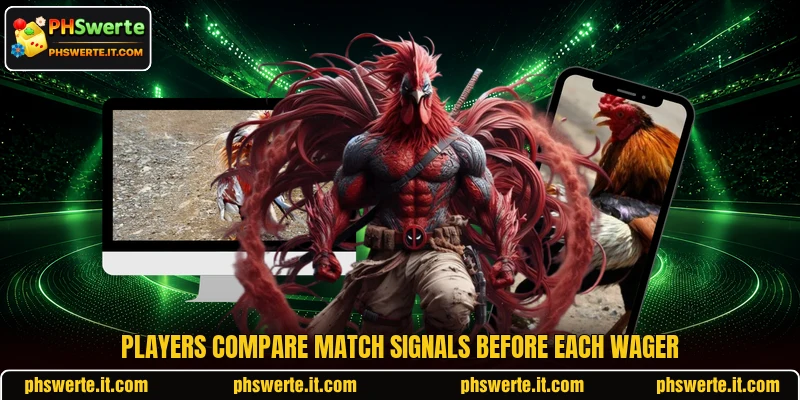 Players compare match signals before each wager Players compare match signals before each wager