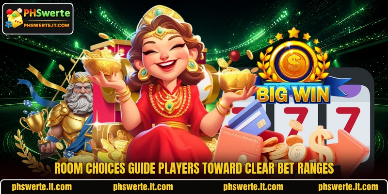 Room choices guide players toward clear bet ranges Room choices guide players toward clear bet ranges